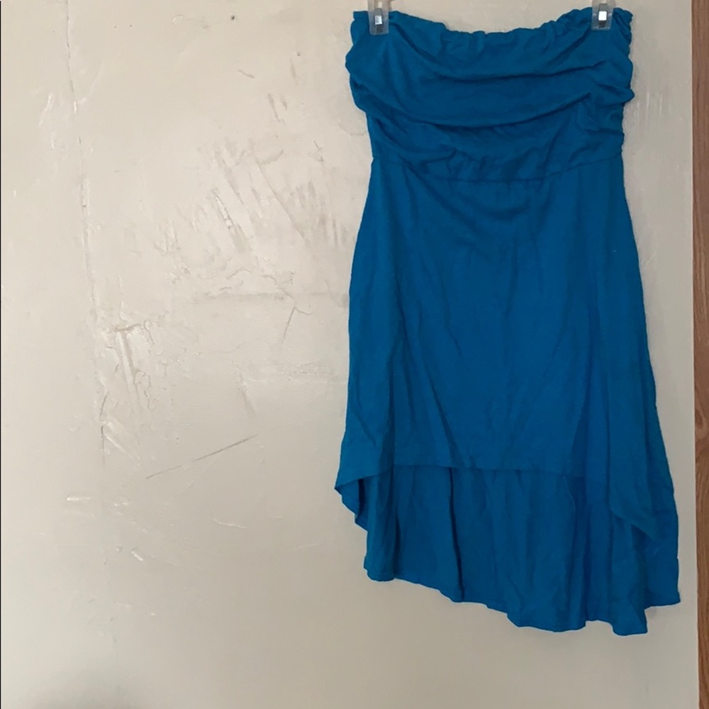 Perfect Gold Blue Strapless Mini Dress